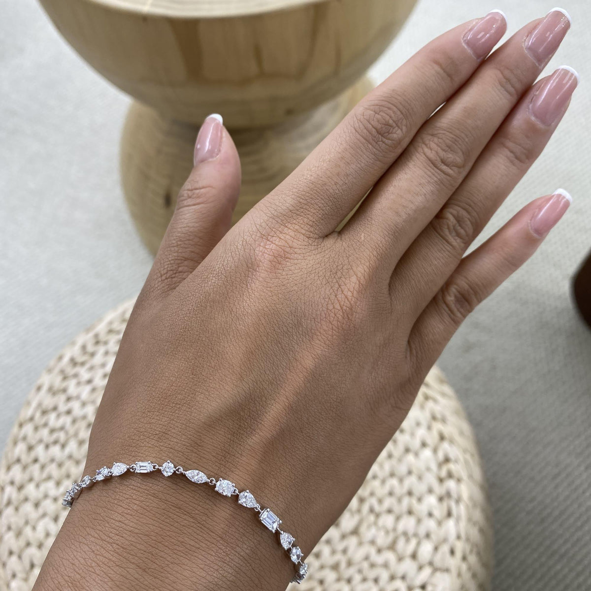 Rebecca 2.9 Emerald,Pear,Oval,Marquise,Round Lab-Grown Diamond Chain, Tennis Bracelet