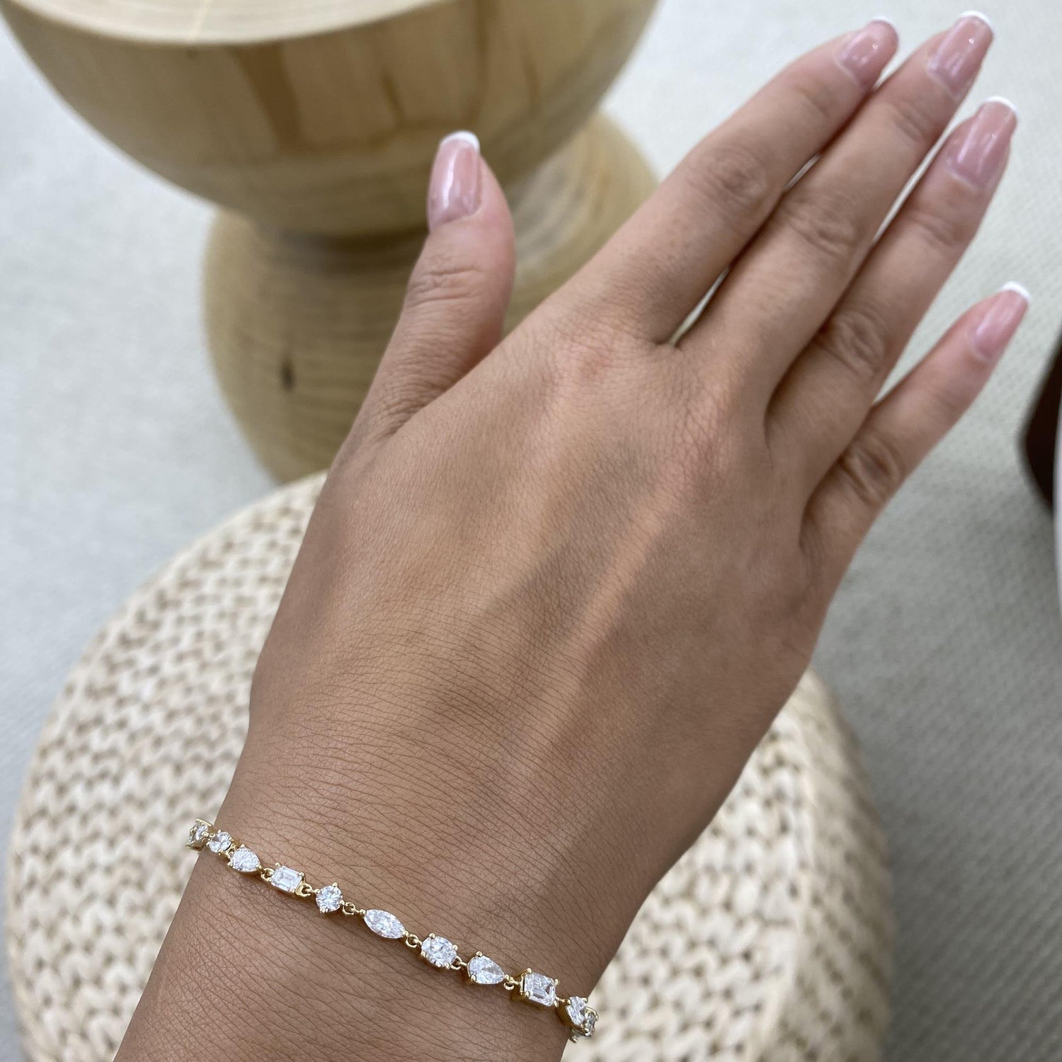 Rebecca 2.9 Emerald,Pear,Oval,Marquise,Round Lab-Grown Diamond Chain, Tennis Bracelet