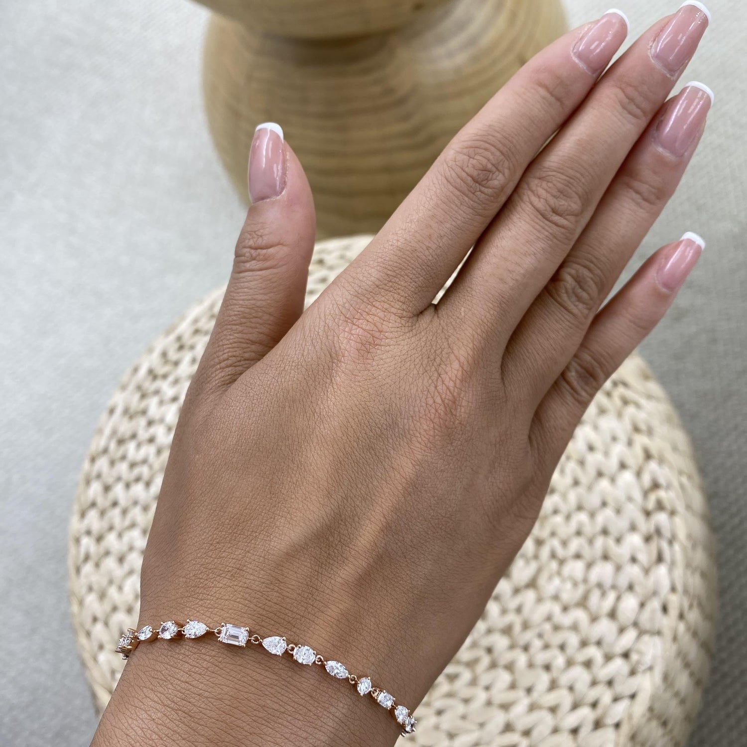 Rebecca 2.9 Emerald,Pear,Oval,Marquise,Round Lab-Grown Diamond Chain, Tennis Bracelet