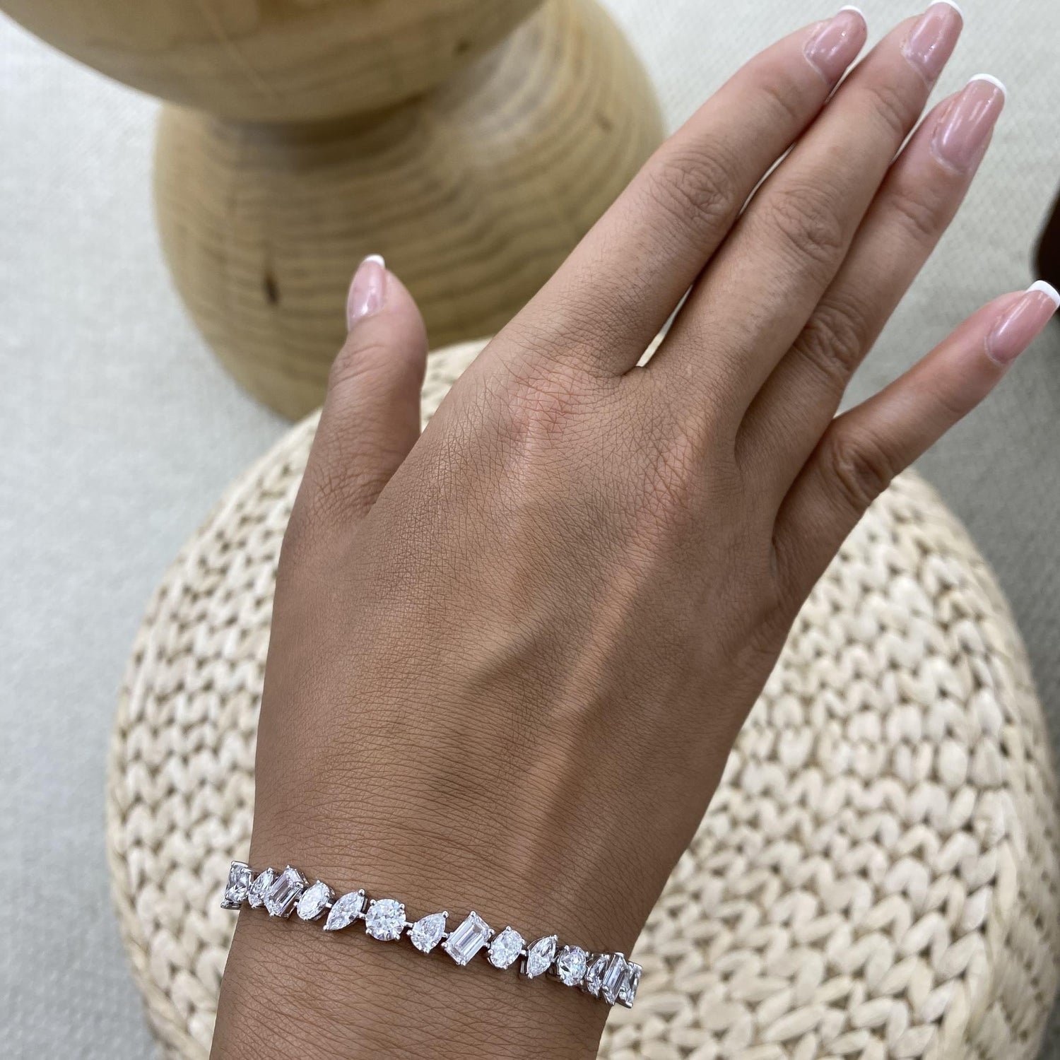 Stephanie 12 Emerald,Pear,Marquise,Oval,Round Lab-Grown Diamond Tennis Bracelet