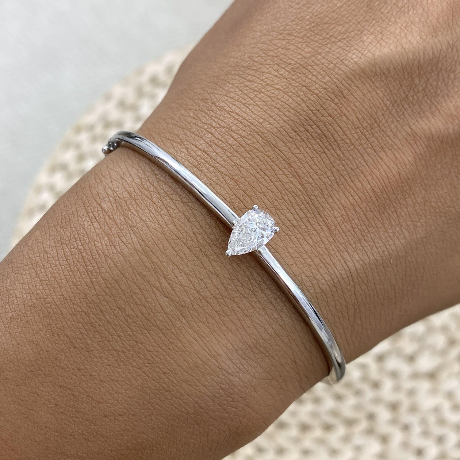 Emma 0.5 Pear Lab-Grown Diamond Bangle, Cuff Bracelet