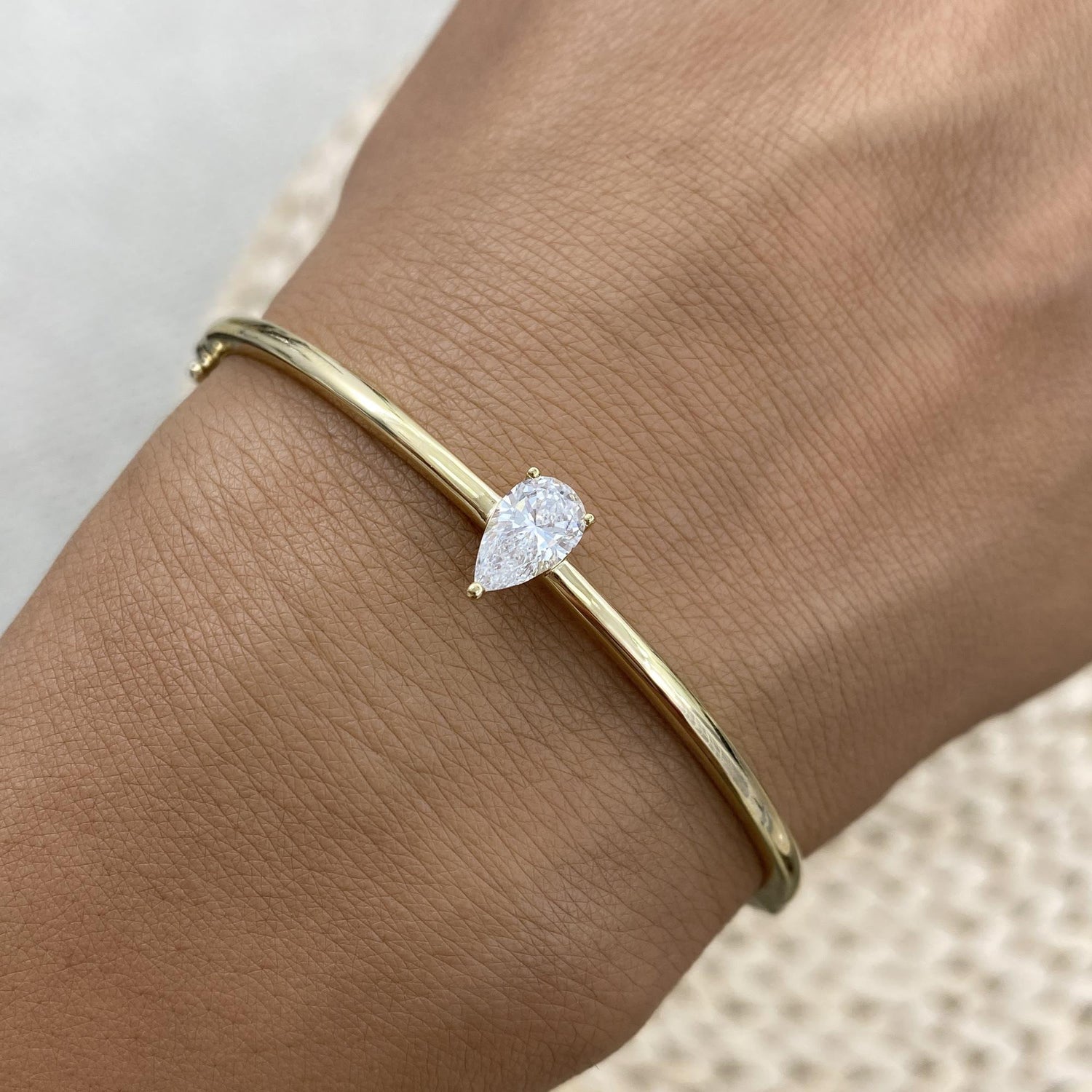 Emma 0.5 Pear Lab-Grown Diamond Bangle, Cuff Bracelet