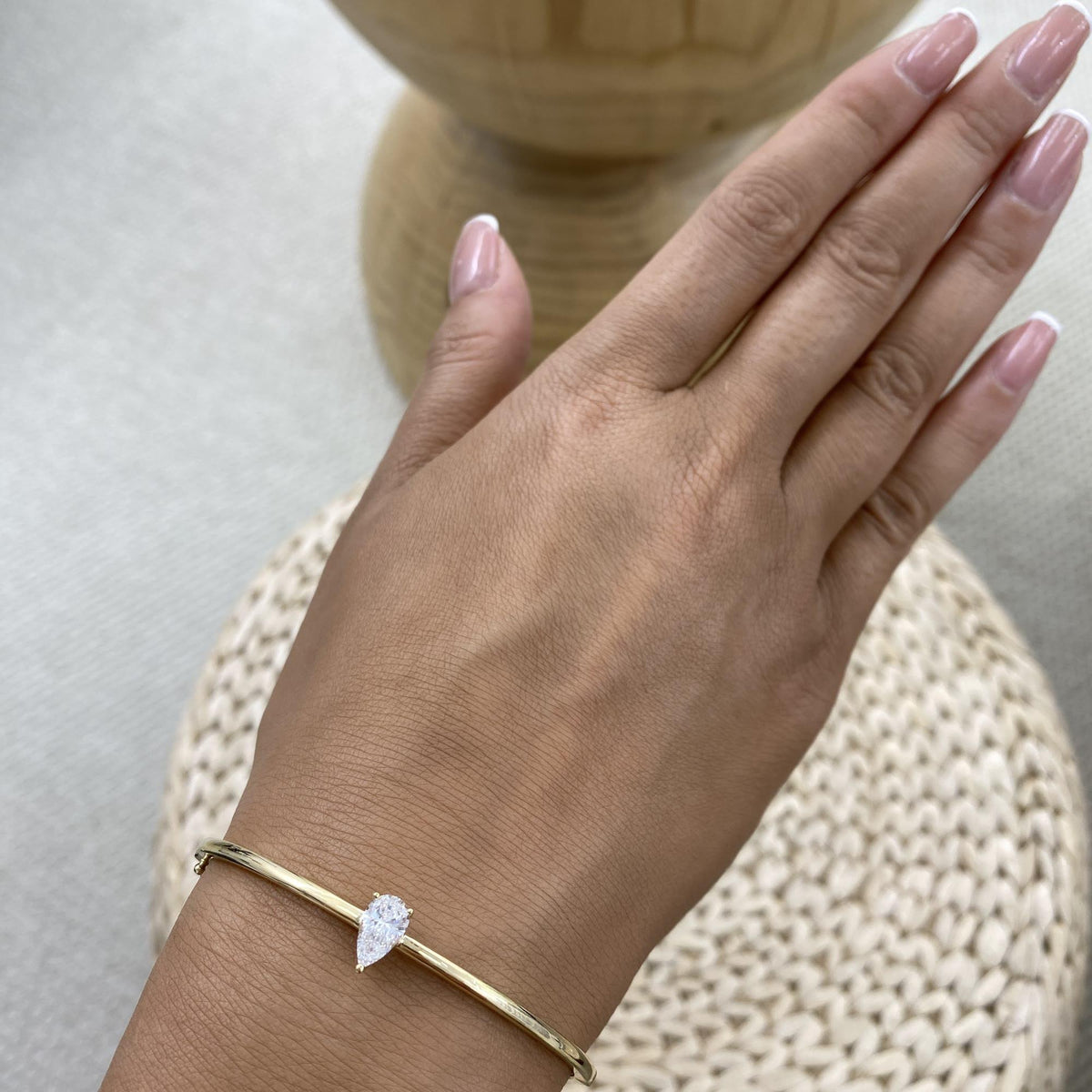 Emma 0.5 Pear Lab-Grown Diamond Bangle, Cuff Bracelet