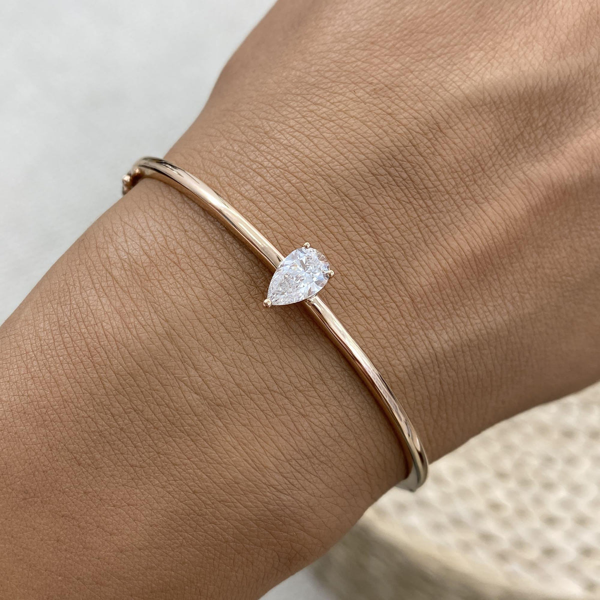 Emma 0.5 Pear Lab-Grown Diamond Bangle, Cuff Bracelet