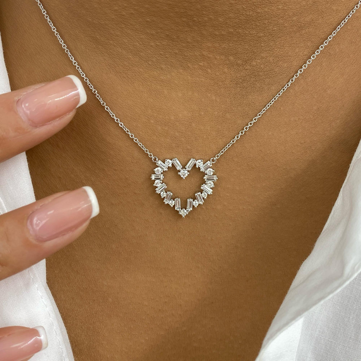 Elaine 0.9 Baguette,Round Lab-Grown Diamond Chain Necklace