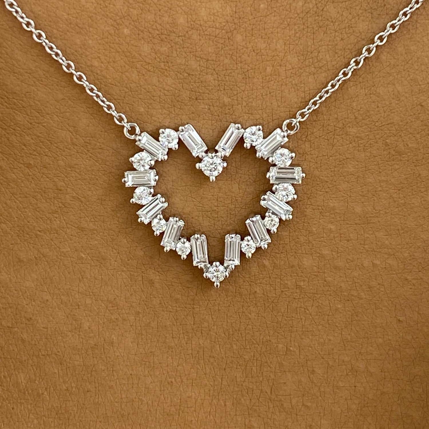 Elaine 0.9 Baguette,Round Lab-Grown Diamond Chain Necklace