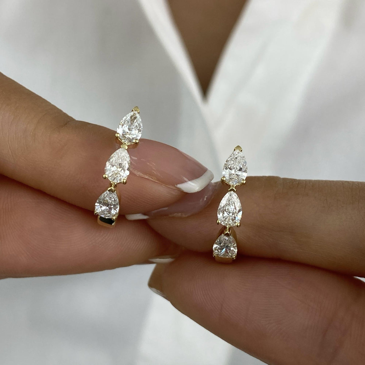 Cecilia 1.4 Pear Lab-Grown Diamond Hoop Earrings