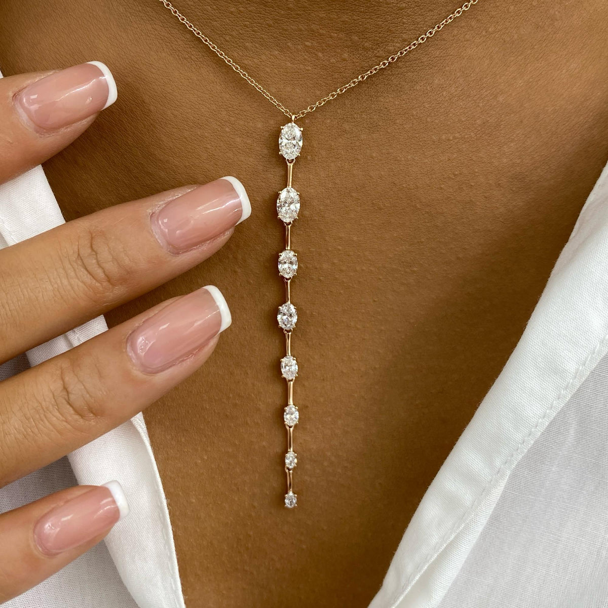 Frances 1.6 Oval Lab-Grown Diamond Chain, Drop Necklace