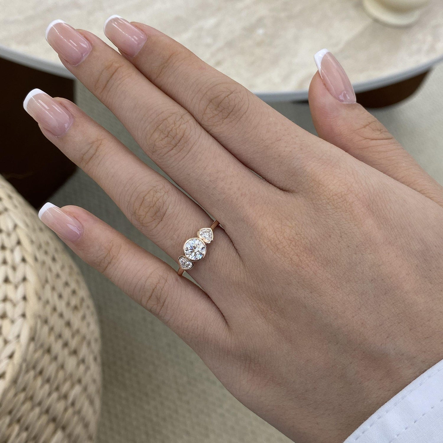 Ruth 1.1 Round Lab-Grown Diamond Three Stone, Bezel Ring