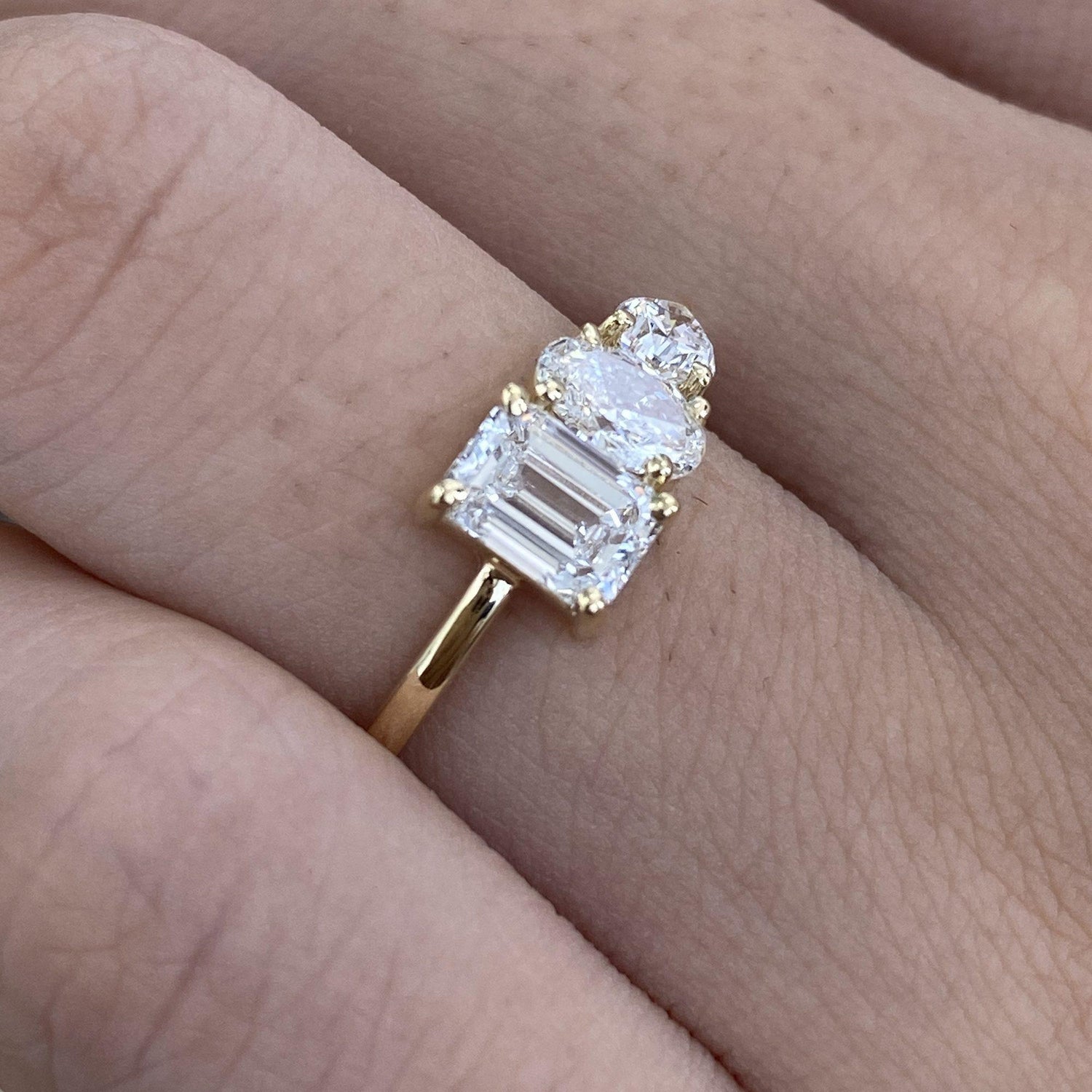 Vivian 1.5 Emerald Lab-Grown Diamond Three Stone, Special Ring