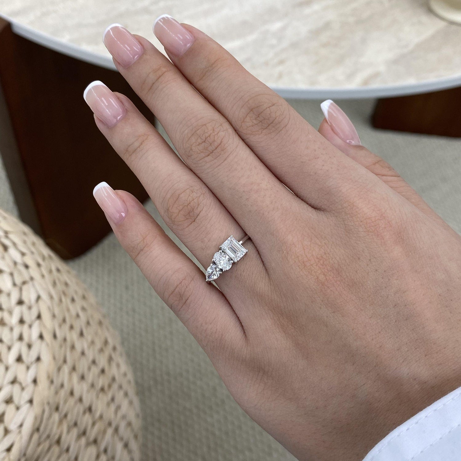 Vivian 1.5 Emerald Lab-Grown Diamond Three Stone, Special Ring