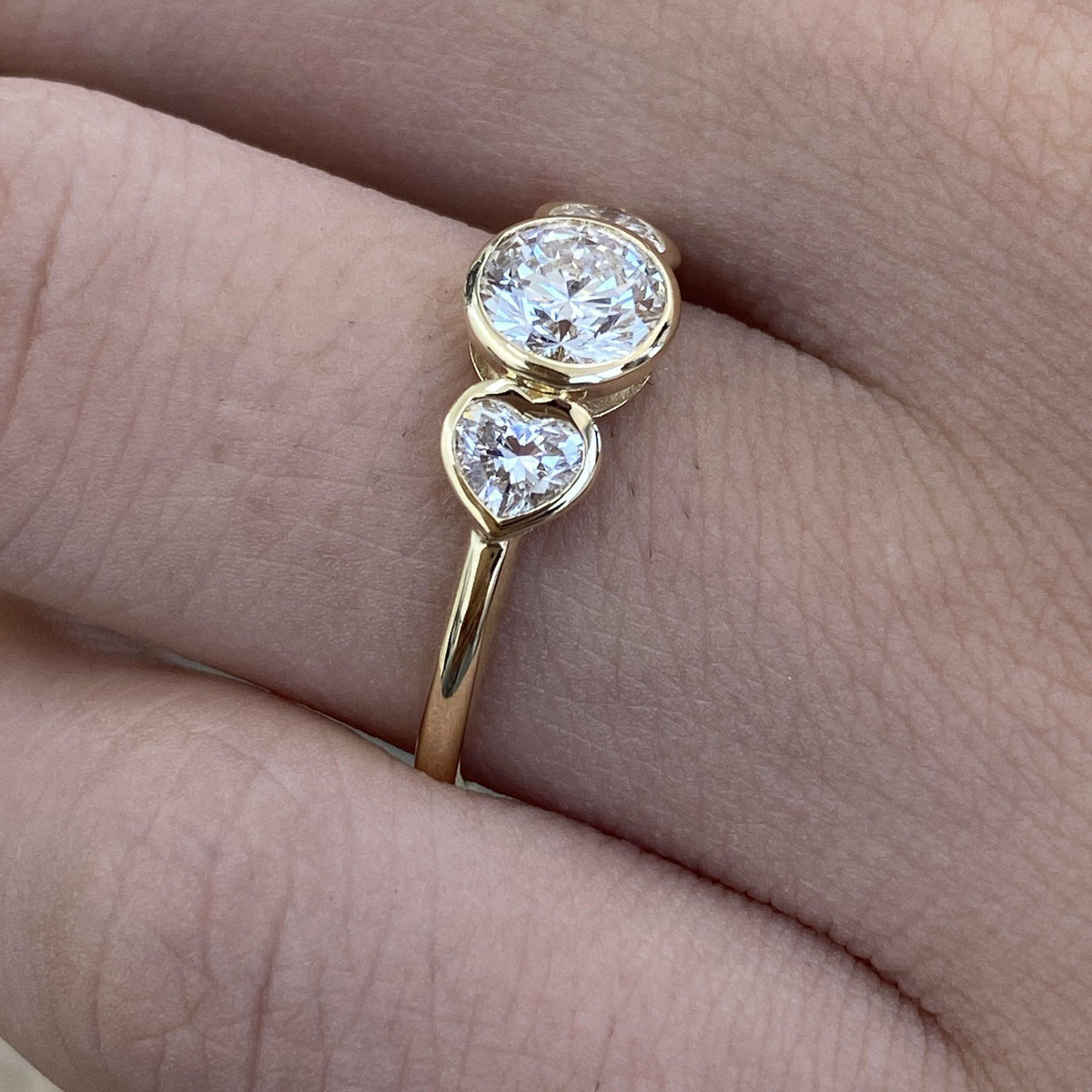 Ruth 1 Round Lab-Grown Diamond Three Stone, Bezel Ring