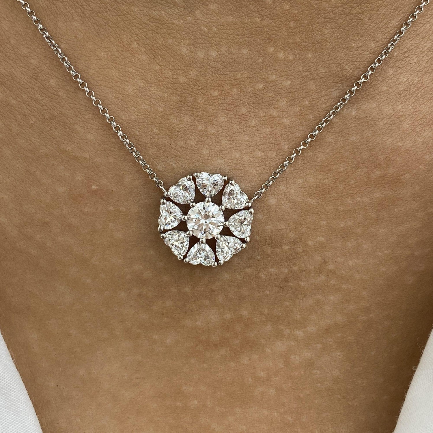 Helena 2 Round Lab-Grown Diamond Halo, Chain Necklace
