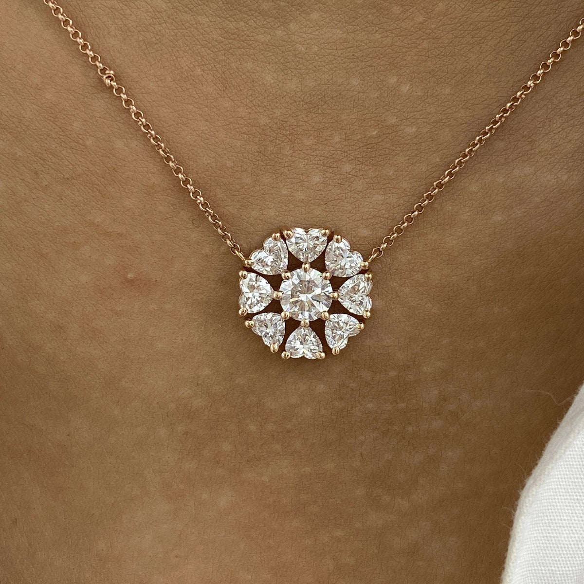 Helena 1.8 Round Lab-Grown Diamond Halo, Chain Necklace