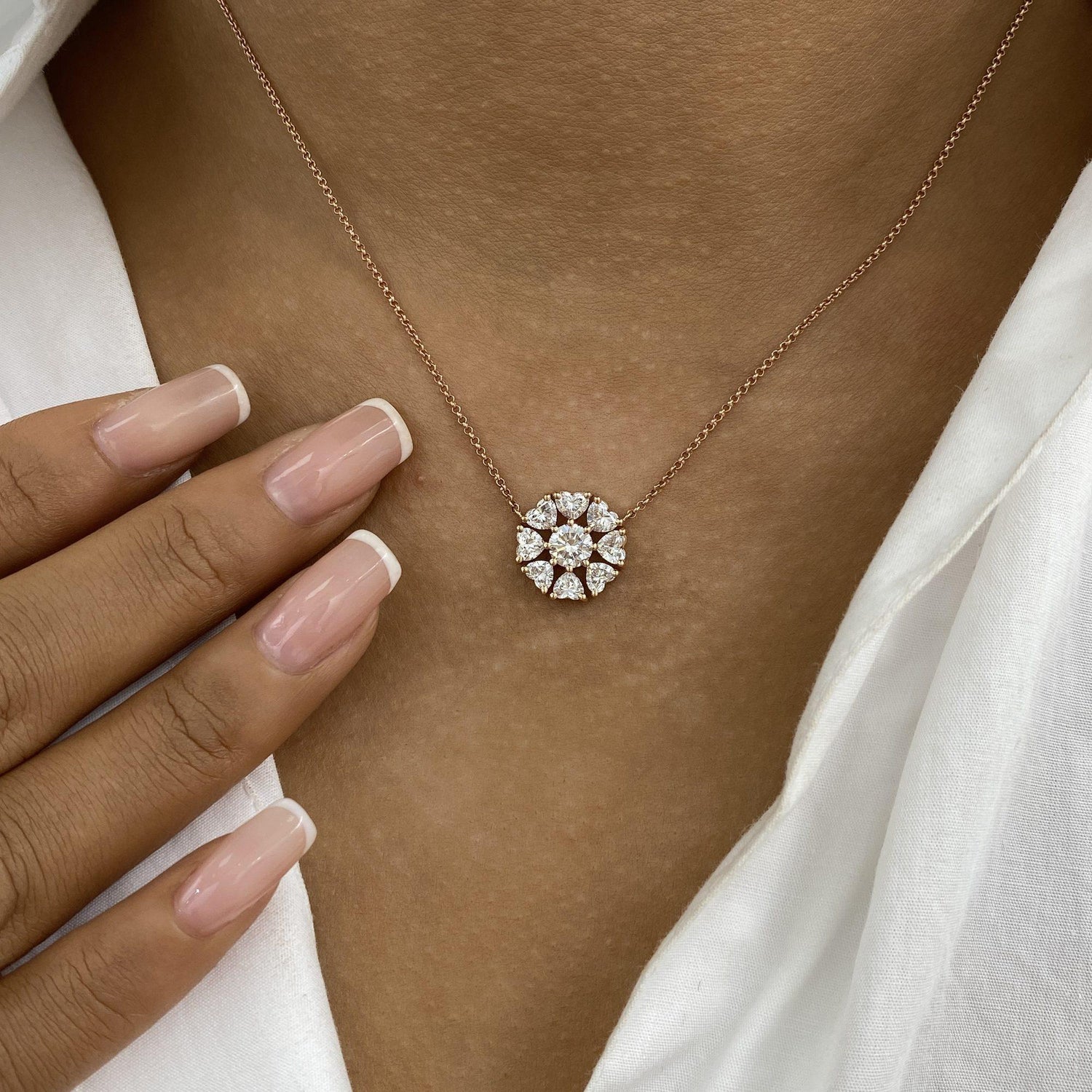 Helena 1.8 Round Lab-Grown Diamond Halo, Chain Necklace