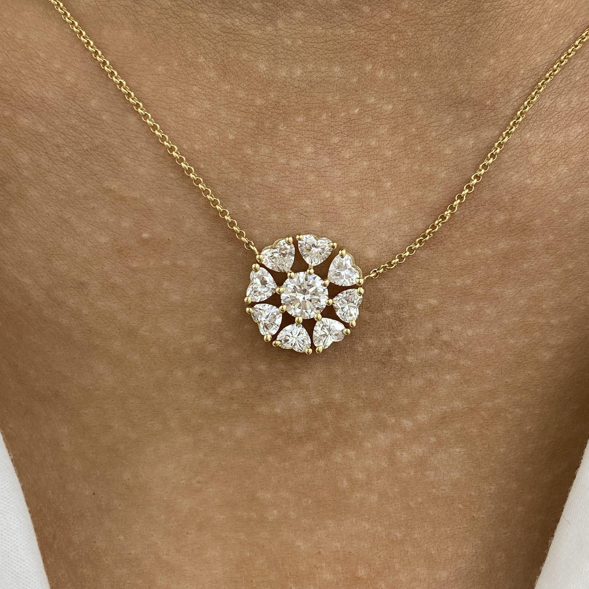 Helena 1.7 Round Lab-Grown Diamond Halo, Chain Necklace