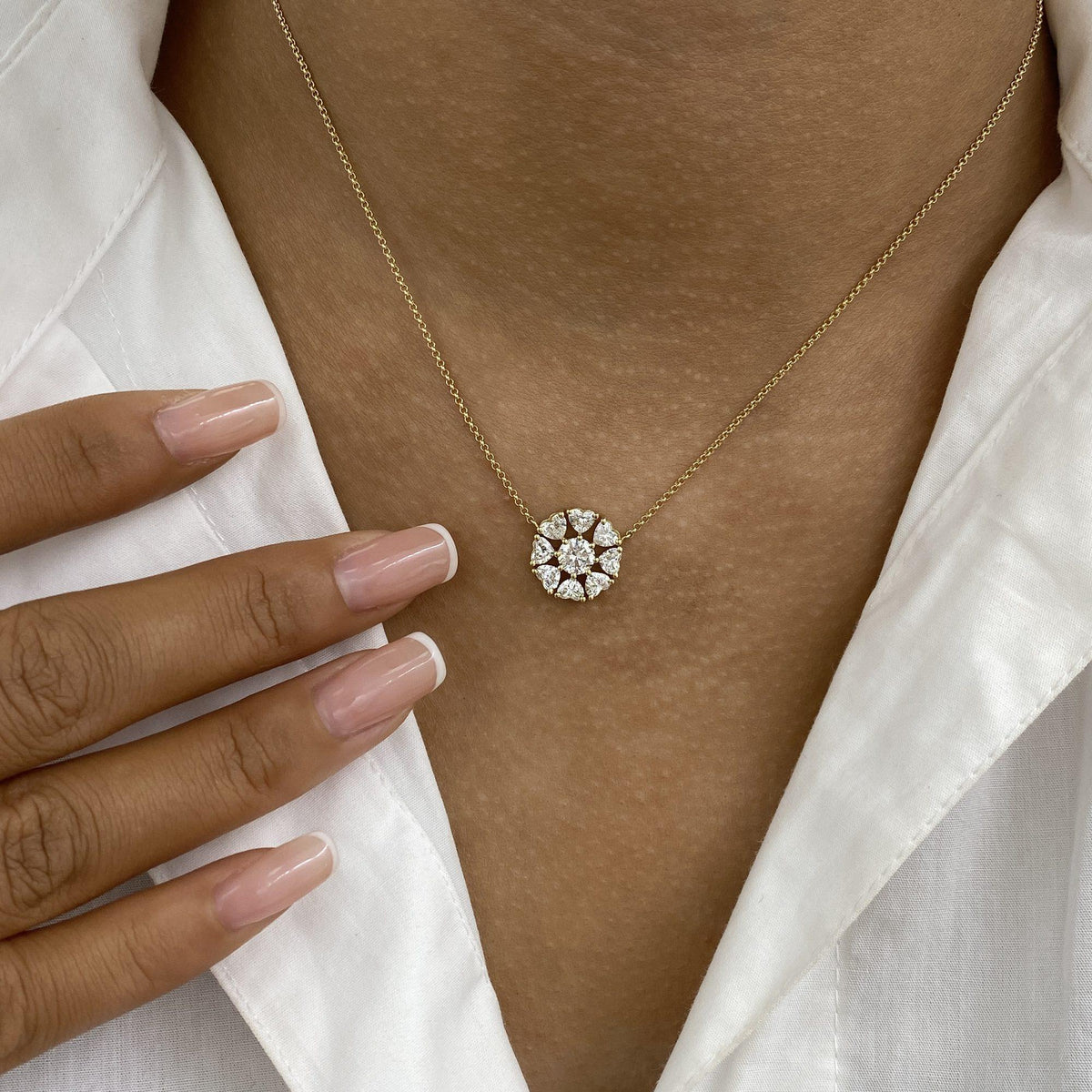 Helena 1.7 Round Lab-Grown Diamond Halo, Chain Necklace