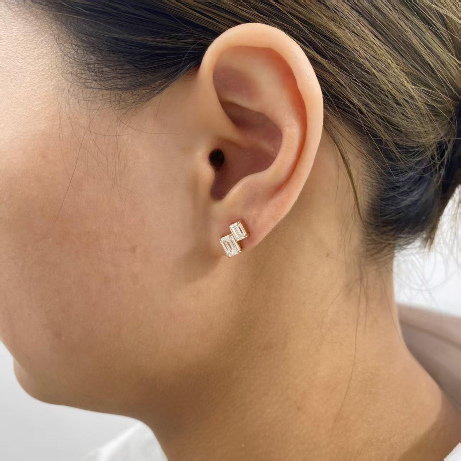 Georgia 2 Emerald Lab-Grown Diamond Toi  Moi, Studs Earrings