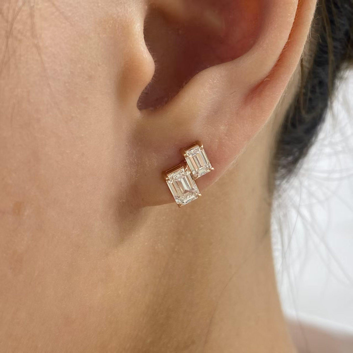 Georgia 2 Emerald Lab-Grown Diamond Toi  Moi, Studs Earrings