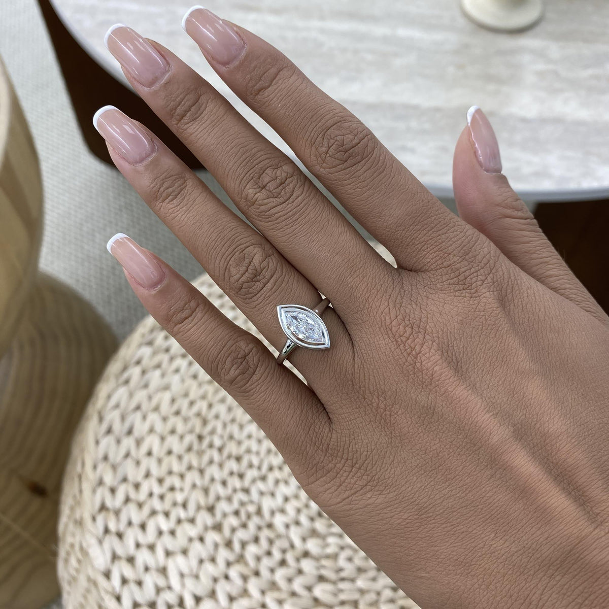 Serena 1 Marquise Lab-Grown Diamond Solitaire, Bezel Ring
