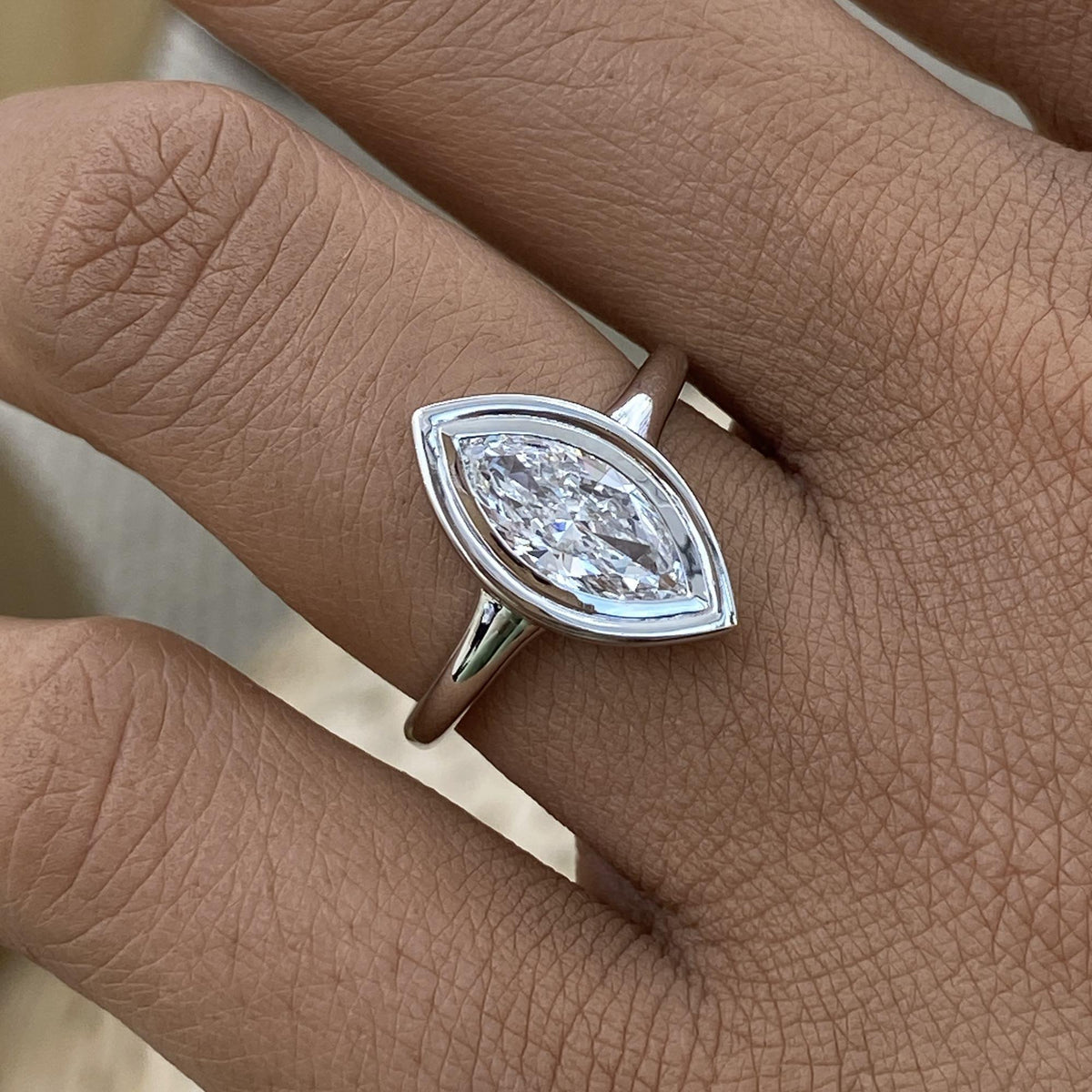 Serena 1 Marquise Lab-Grown Diamond Solitaire, Bezel Ring