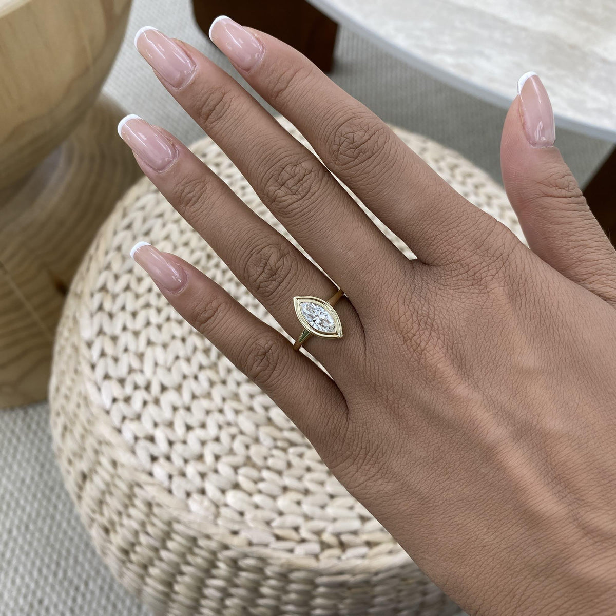 Serena 1 Marquise Lab-Grown Diamond Solitaire, Bezel Ring