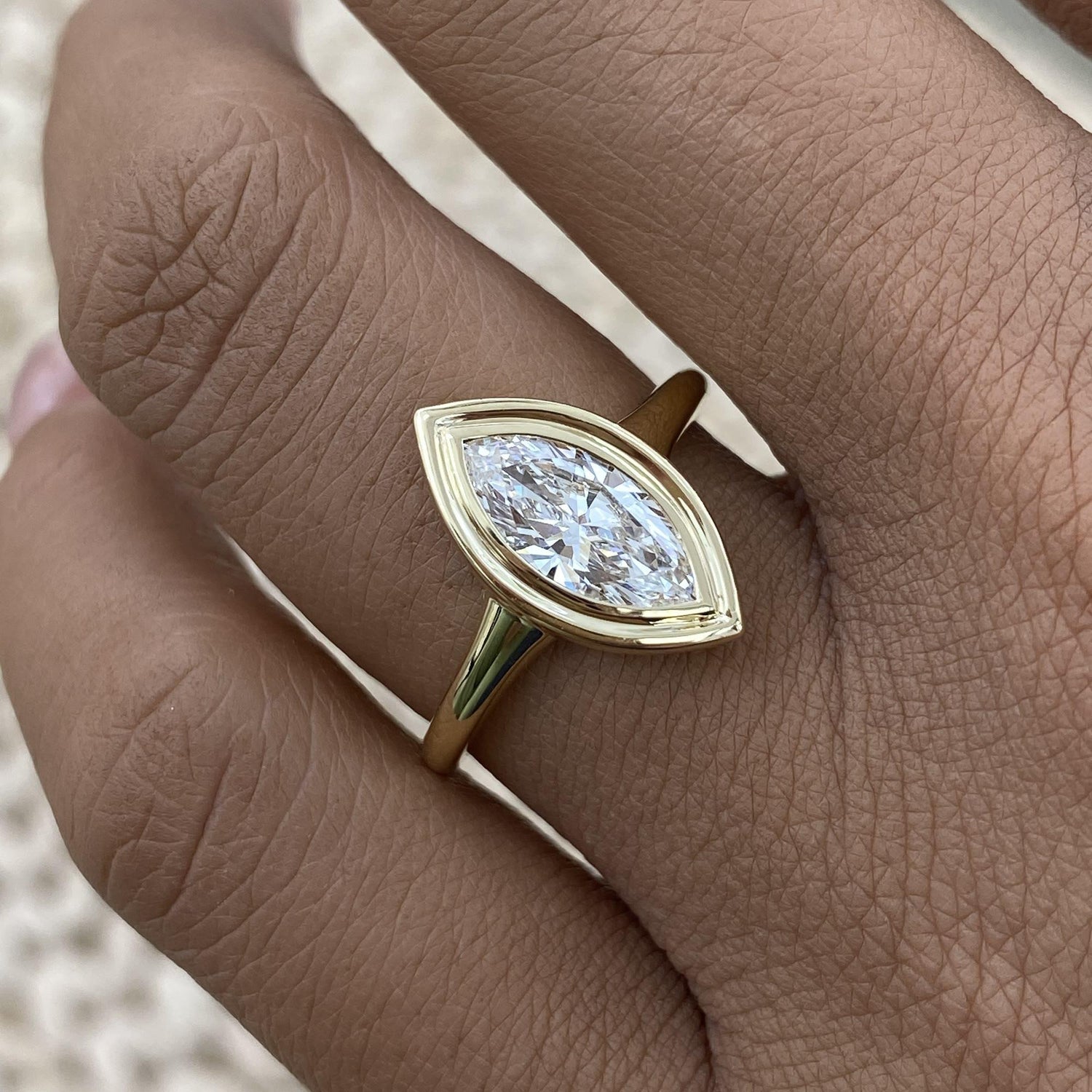 Serena 1 Marquise Lab-Grown Diamond Solitaire, Bezel Ring