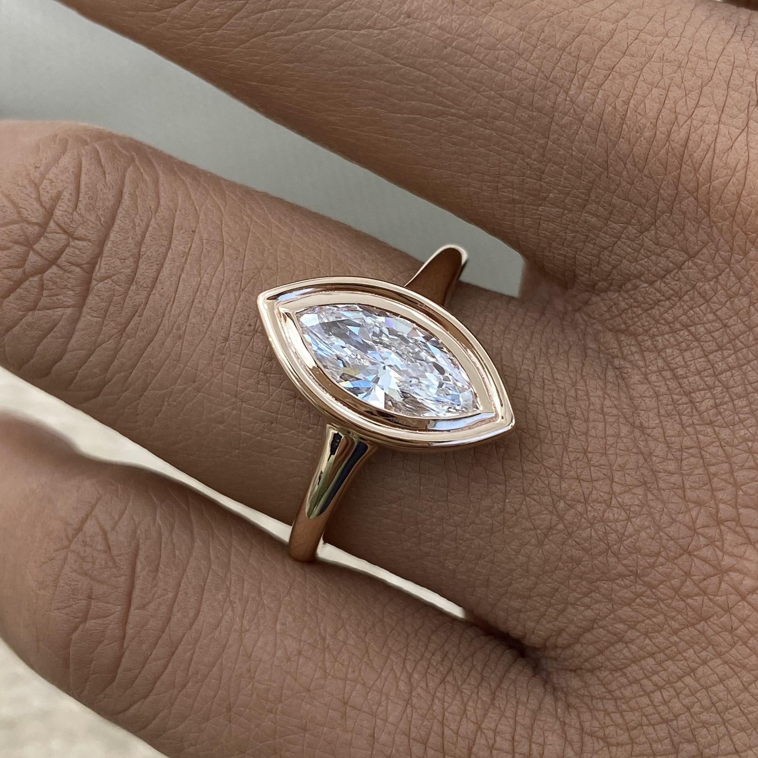 Serena 0.9 Marquise Lab-Grown Diamond Solitaire, Bezel Ring