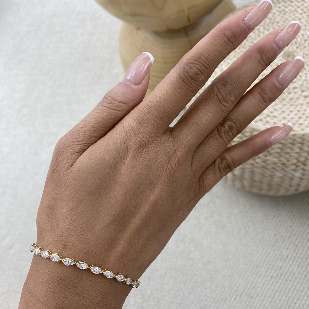 Riley 3.8 Marquise Lab-Grown Diamond Tennis, Bezel Bracelet