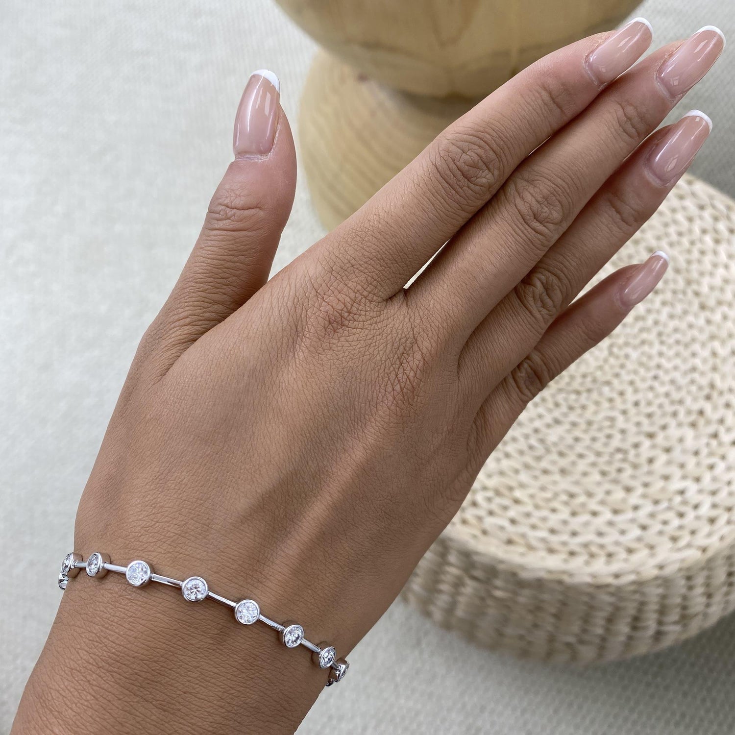Kelsey 3.1 Round Lab-Grown Diamond Bezel, Station Bracelet