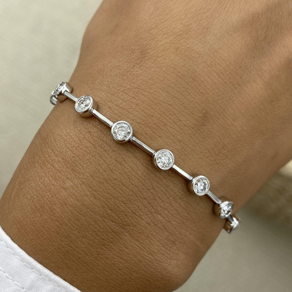 Kelsey 3.1 Round Lab-Grown Diamond Bezel, Station Bracelet