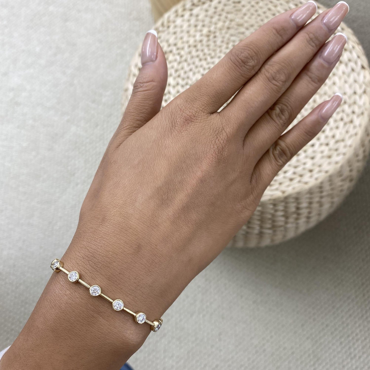 Kelsey 3 Round Lab-Grown Diamond Bezel, Station Bracelet