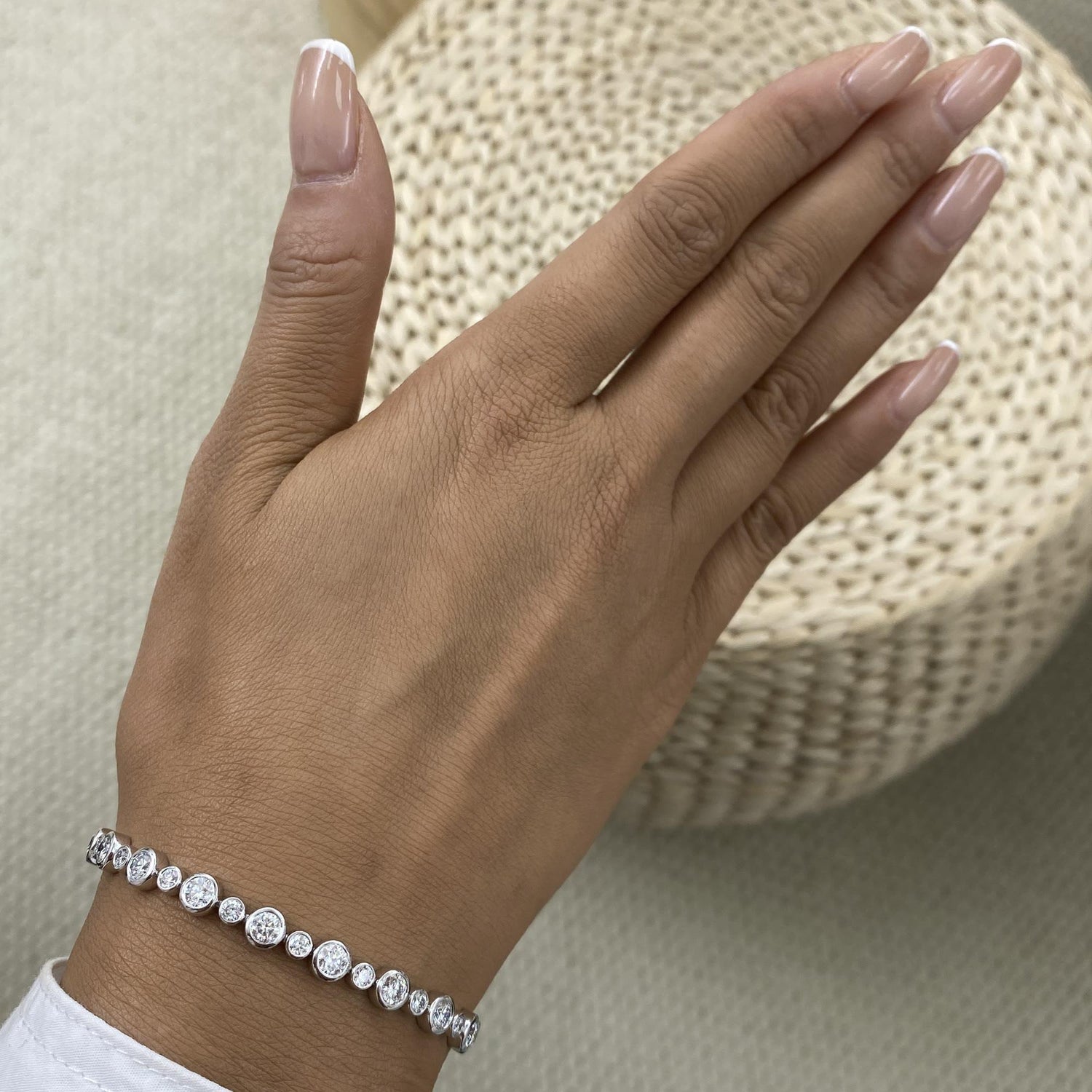 Caitlin 4.9 Round Lab-Grown Diamond Tennis, Bezel Bracelet