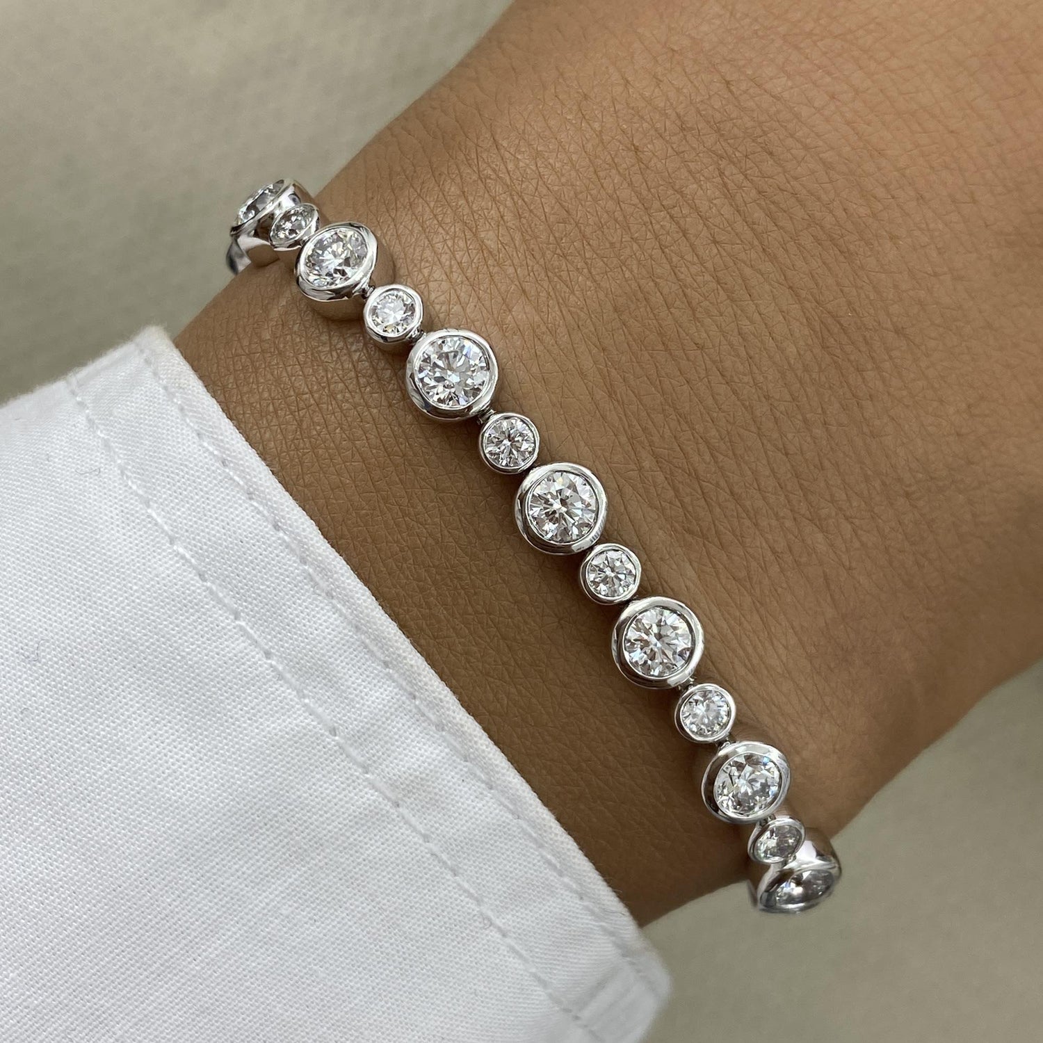 Caitlin 4.9 Round Lab-Grown Diamond Tennis, Bezel Bracelet