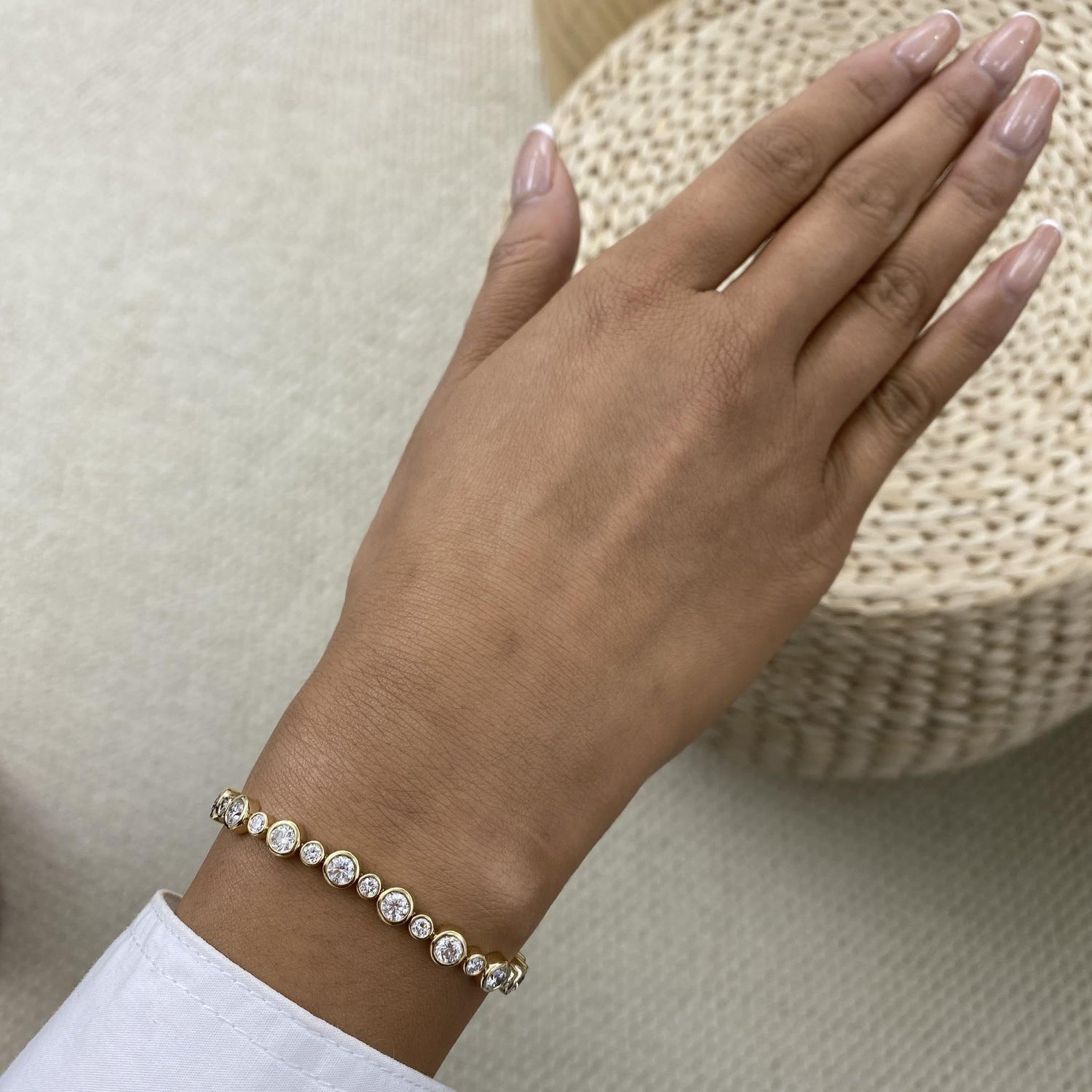 Caitlin 4.9 Round Lab-Grown Diamond Tennis, Bezel Bracelet