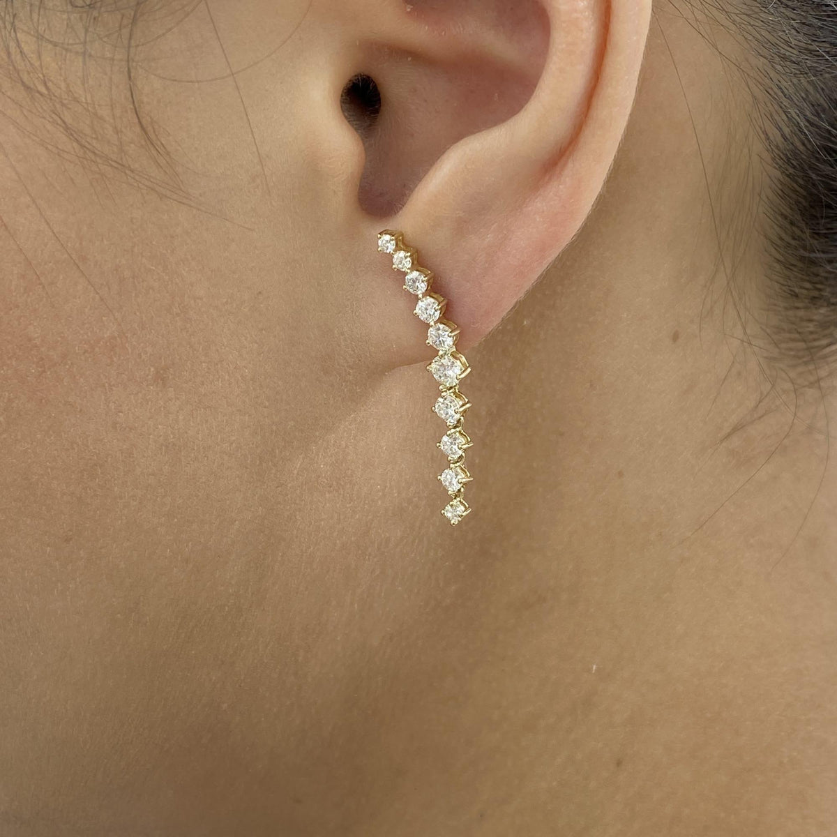 Adeline 1.3 Round Lab-Grown Diamond Drop, Cluster Earrings