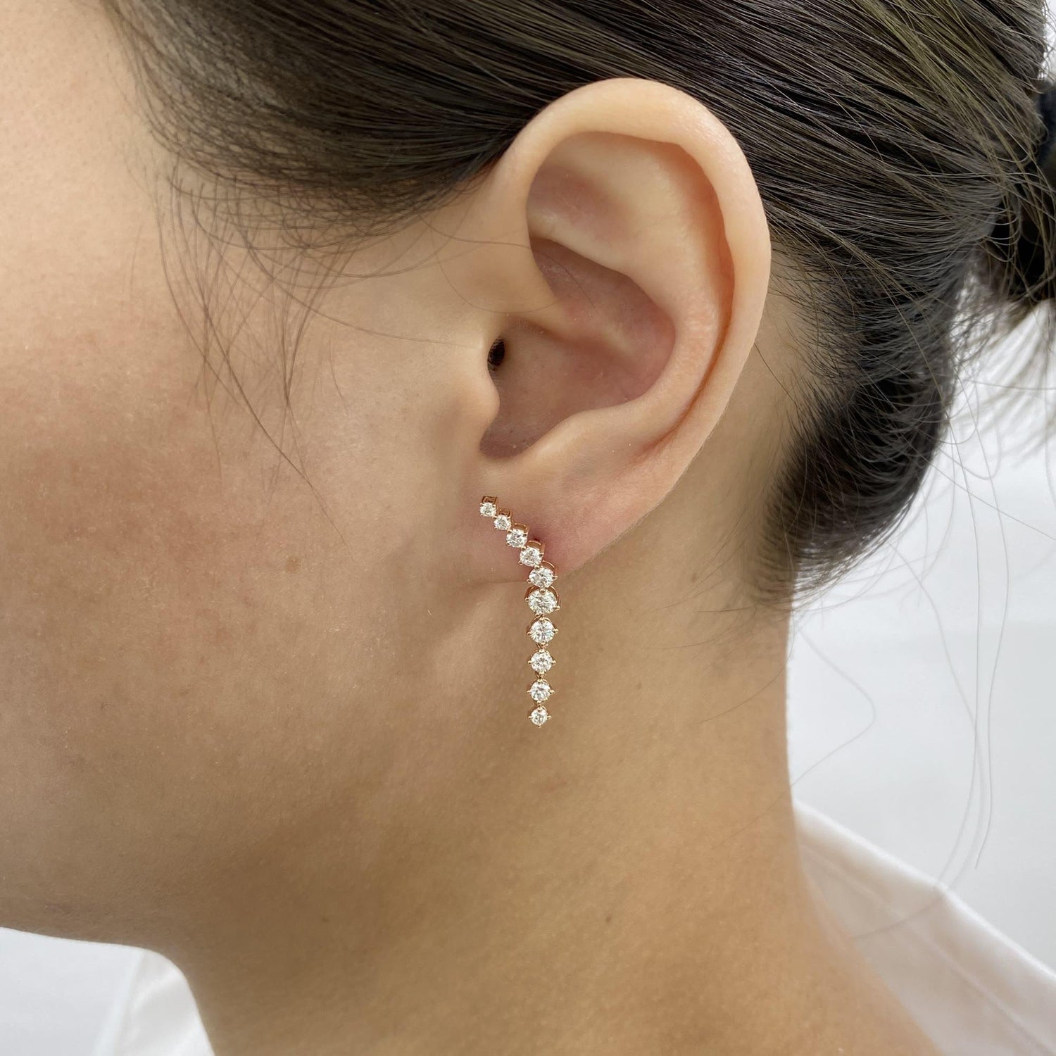Adeline 1.3 Round Lab-Grown Diamond Drop, Cluster Earrings