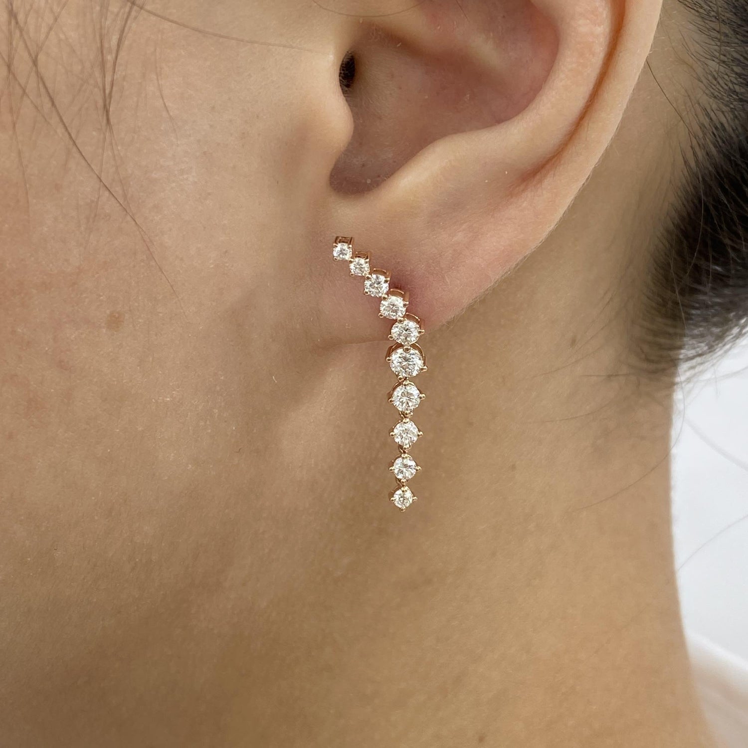 Adeline 1.3 Round Lab-Grown Diamond Drop, Cluster Earrings