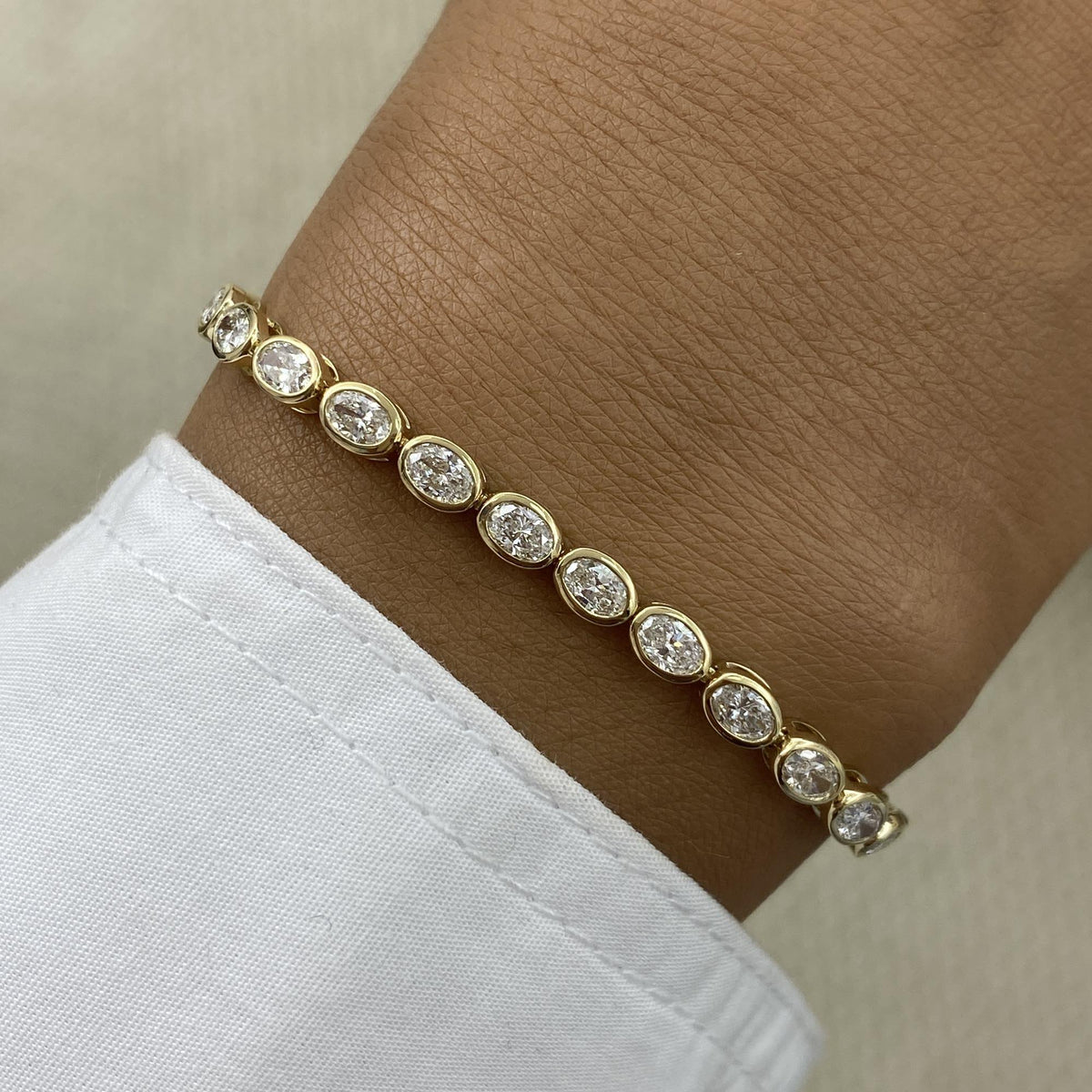 Riley 4.1 Oval Lab-Grown Diamond Tennis, Bezel Bracelet