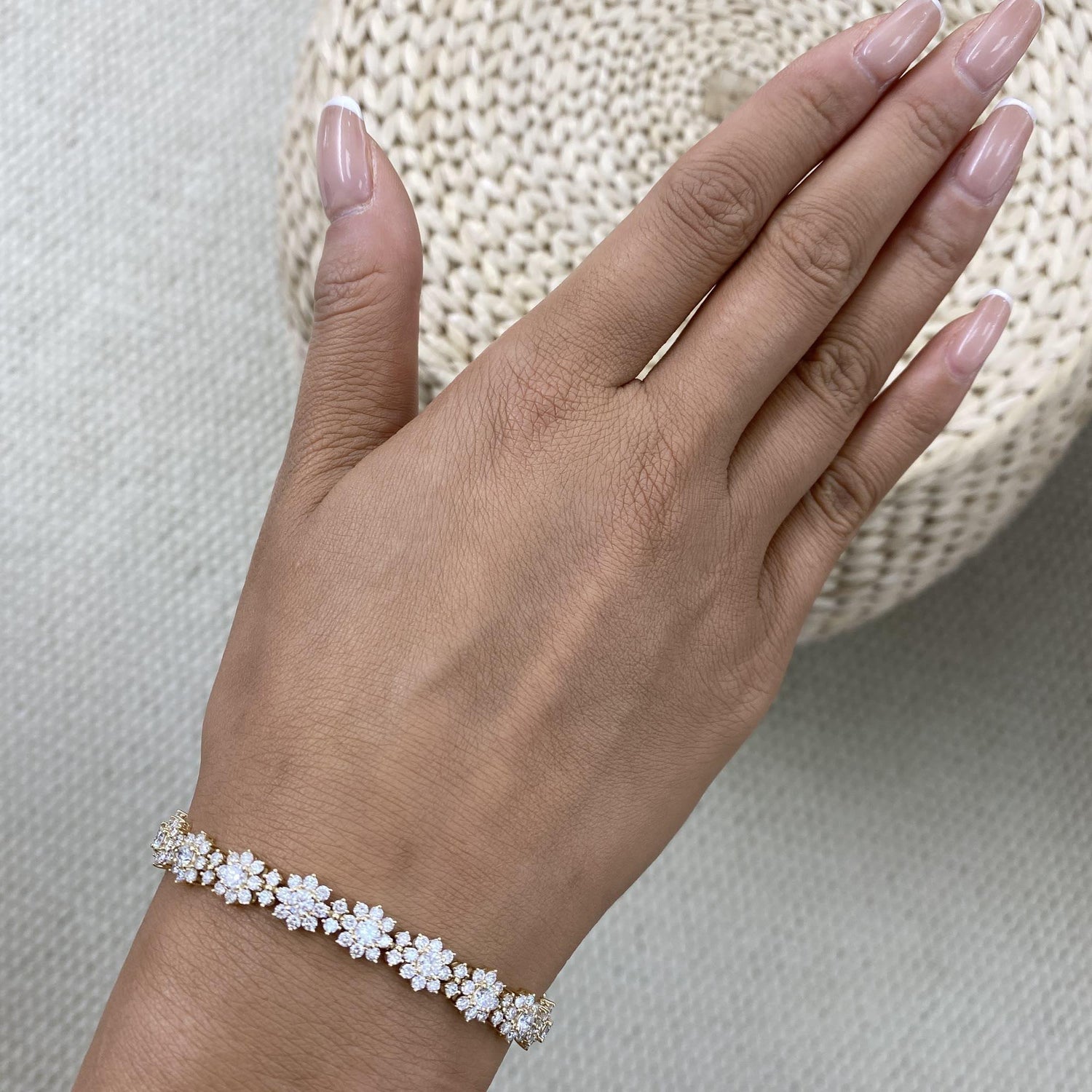 Melissa 6.7 Round Lab-Grown Diamond Tennis, Halo Bracelet
