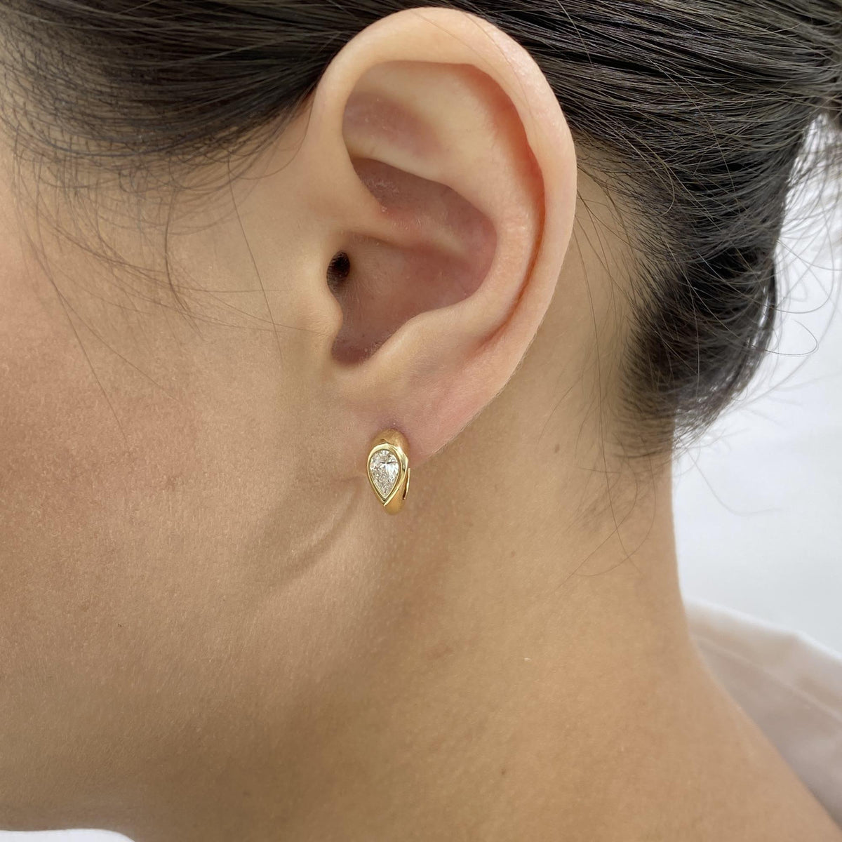 Camila 0.7 Pear Lab-Grown Diamond Bezel, Hoop Earrings