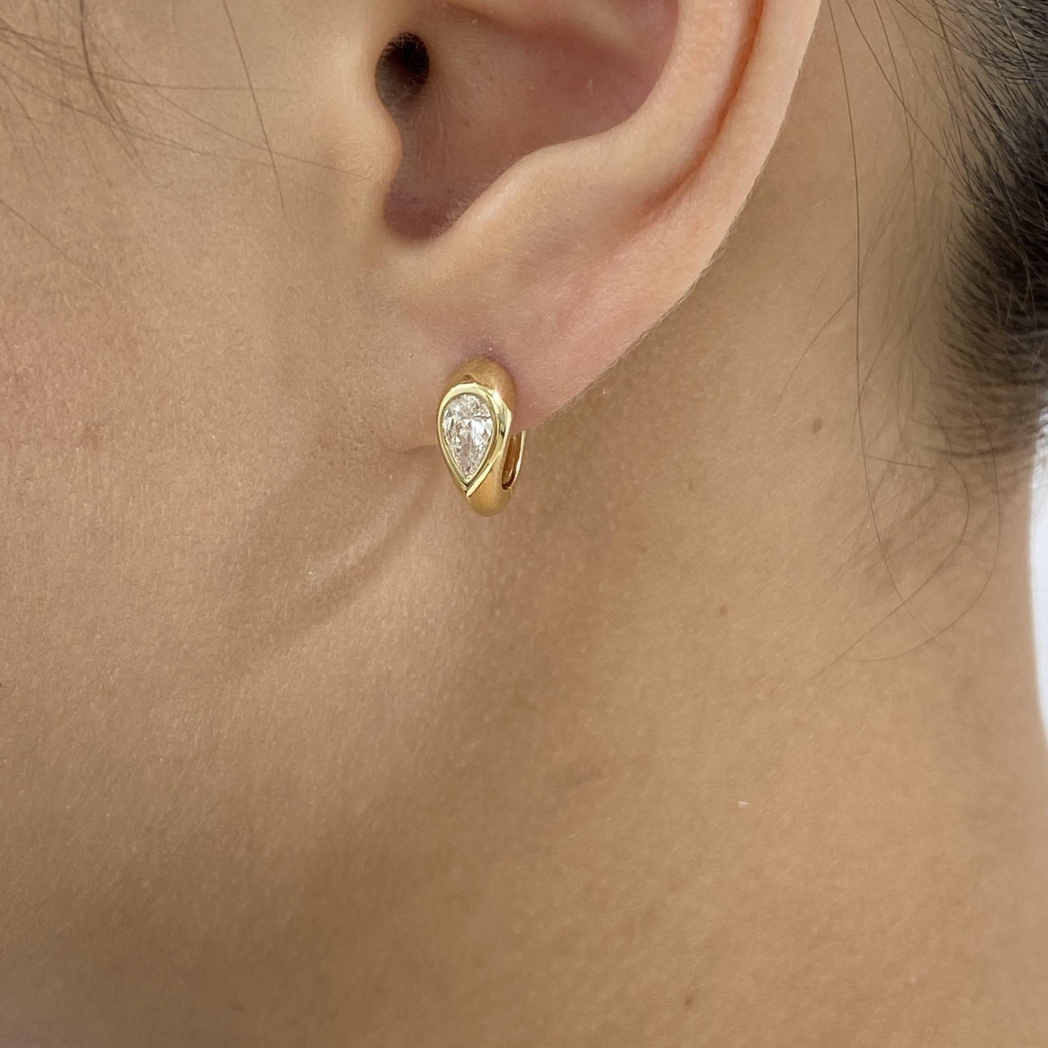 Camila 0.7 Pear Lab-Grown Diamond Bezel, Hoop Earrings