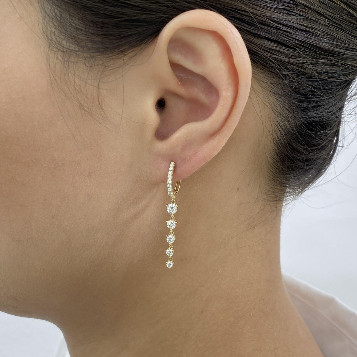 Amara 1.3 Round Lab-Grown Diamond Hoop, Drop Earrings