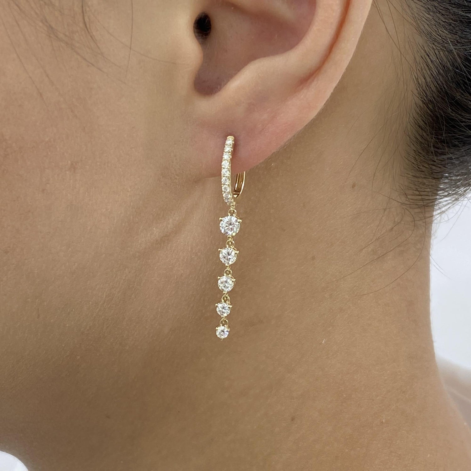 Amara 1.3 Round Lab-Grown Diamond Hoop, Drop Earrings