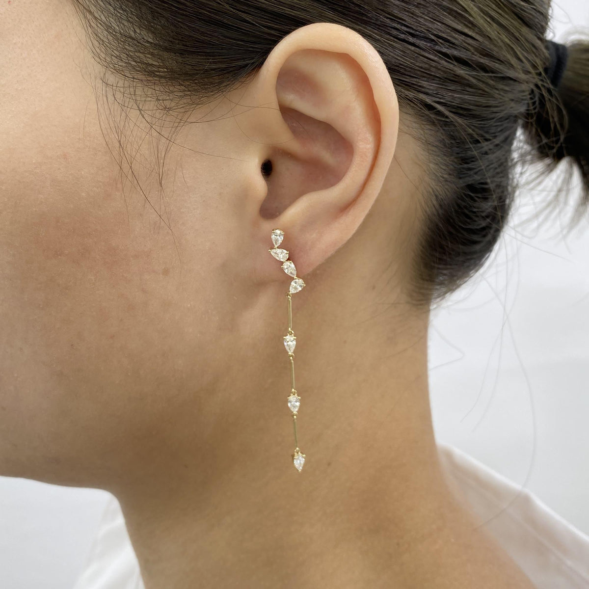 Annabelle 1.7 Pear Lab-Grown Diamond Drop, Cluster Earrings