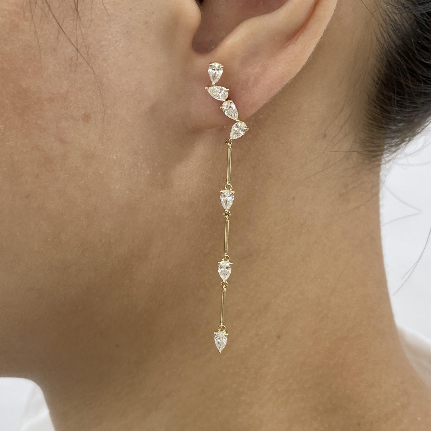 Annabelle 1.7 Pear Lab-Grown Diamond Drop, Cluster Earrings