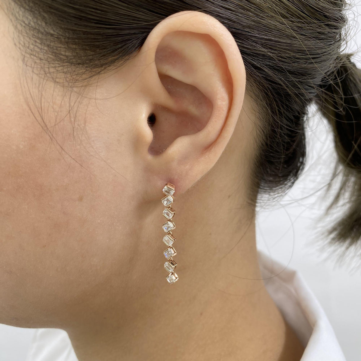 Avery 2.5 Emerald Lab-Grown Diamond Drop, Chain Earrings