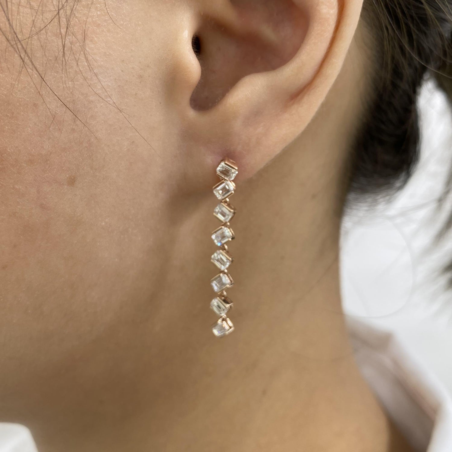 Avery 2.5 Emerald Lab-Grown Diamond Drop, Chain Earrings