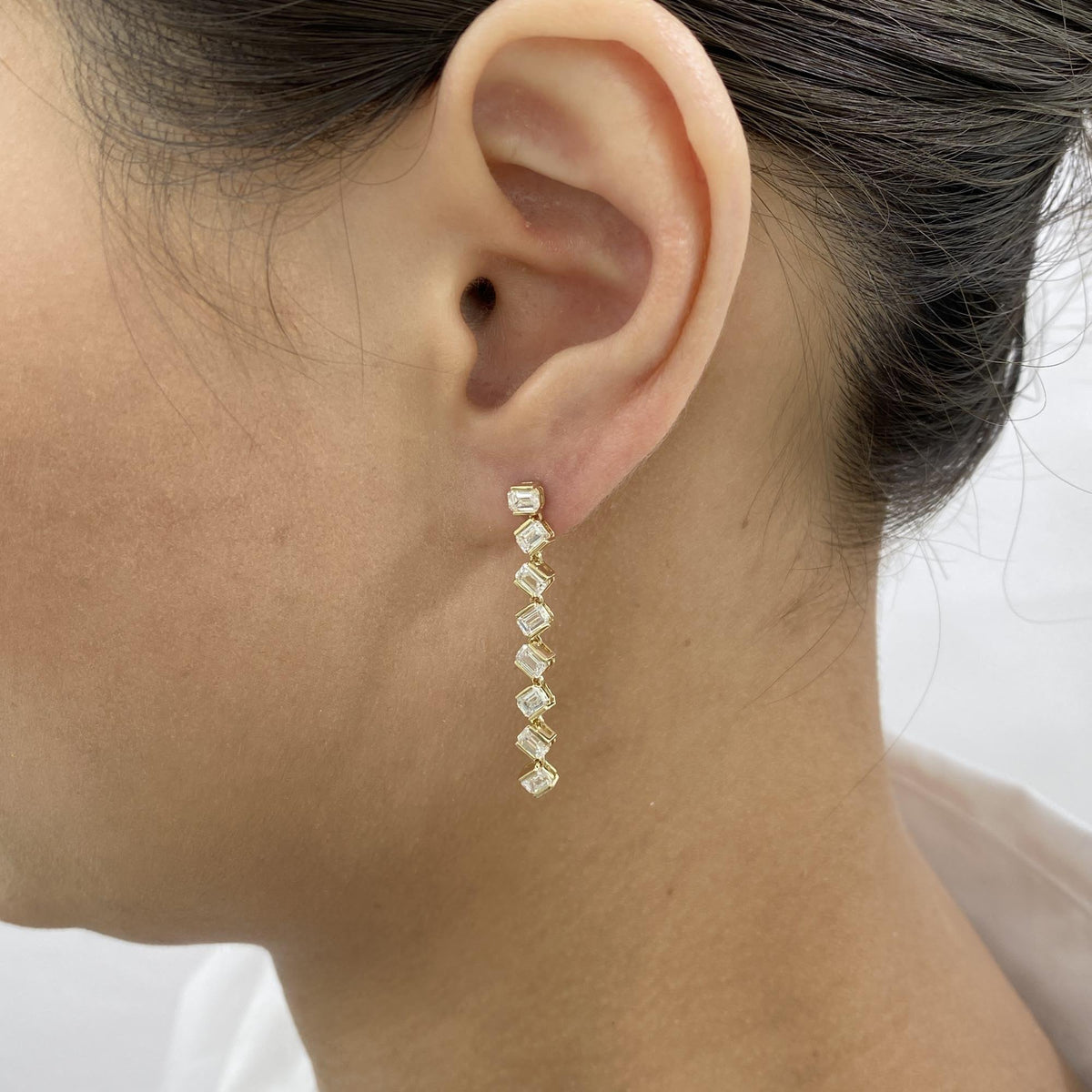 Avery 2.4 Emerald Lab-Grown Diamond Drop, Chain Earrings