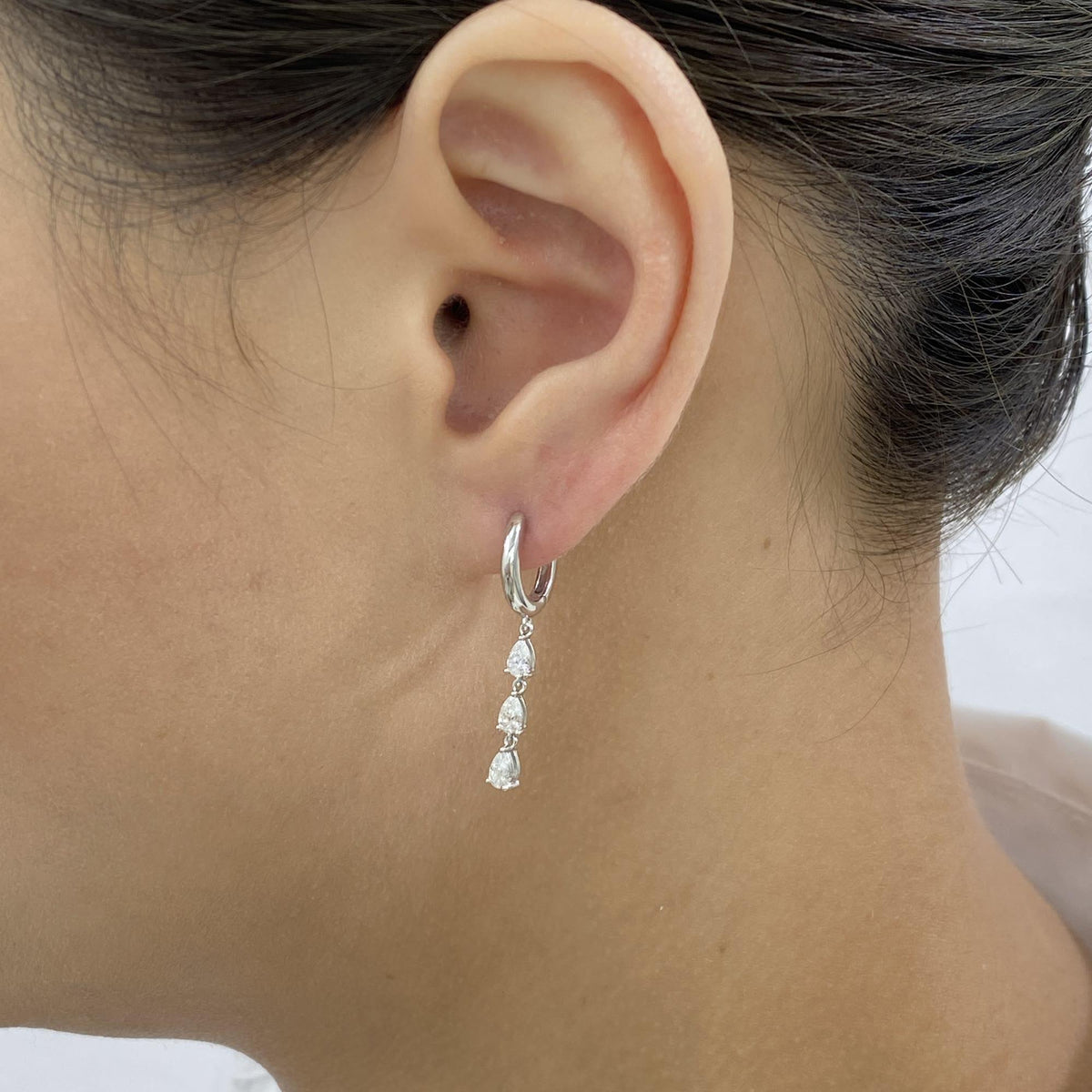 Cameron 0.6 Pear Lab-Grown Diamond Drop, Hoop Earrings